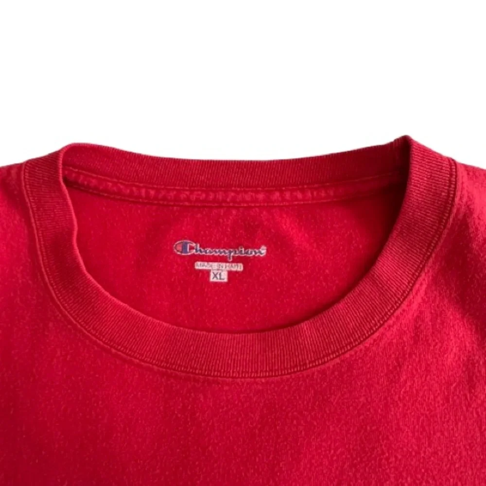 Champion Men's XL Red With White Logo Cotton Crew Neck Short Sleeve T-Shirt Top - Picture 11 of 14